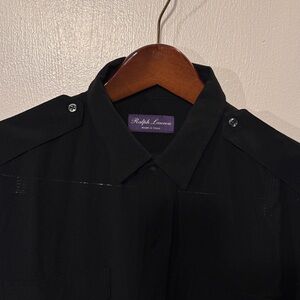 Ralph Lauren Purple Label Chigasaki Black Jungle Military Silk Shirt w/ Pockets